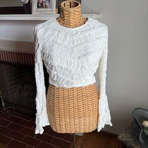 Fashion Nova cottagecore hippie white bell sleeve lace top L